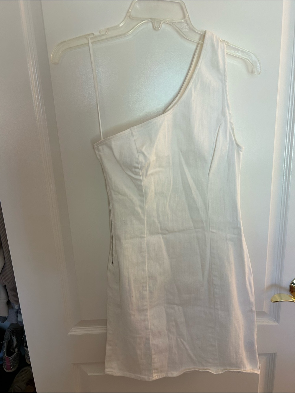 Altar'd State One-Shoulder Cream Mini Dress
